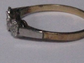 Antique Edwardian Unusual 18ct gold 3 stone diamond illusion set ring 