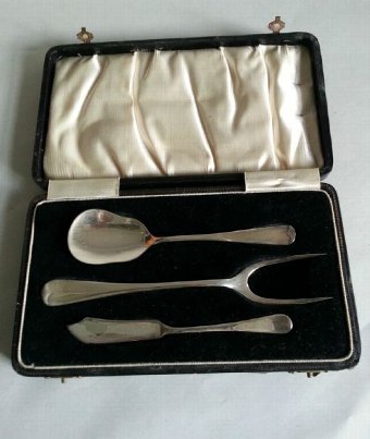 Superb Antique Boxed Silver Hallmarked Pickle Set Birmingham 1906