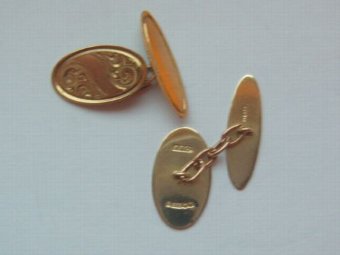 Stunning Pair Of 9ct Gold Art Deco Design Cufflinks By Asprey & Co.