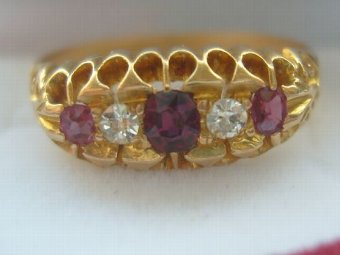 Stunning 18ct Gold Ruby And Diamond Ring c1910
