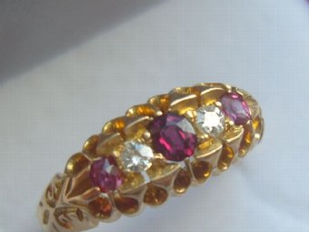 Antique Stunning 18ct Gold Ruby And Diamond Ring c1910