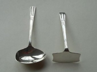 Antique Super Boxed Silver Pusher and Spoon Christening Set