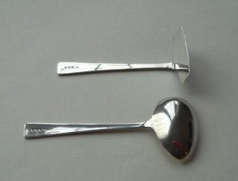Antique Super Boxed Silver Pusher and Spoon Christening Set