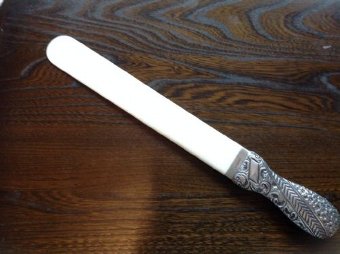 Antique Stunning Ivory and Silver Handled Page Turner