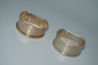 Pair Of George VI Art Deco Sterling Silver Napkin Rings – Birmingham – 1939
