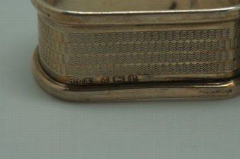 Antique Pair Of George VI Art Deco Sterling Silver Napkin Rings – Birmingham – 1939