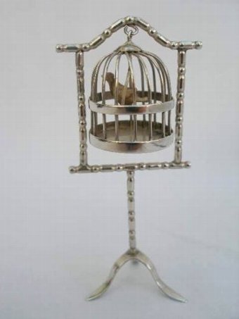 Fine Dutch Silver Miniature Model of a Hanging Bird Cage By Herbert Hooijkaas