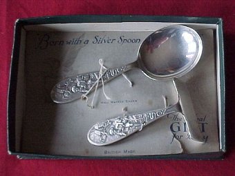 LOVELY GLASGOW 1930 SOLID SILVER CHRISTENING SET TOM THE PIPERS SON 