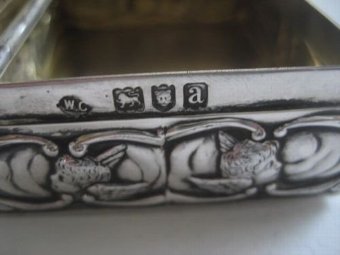 Antique Superb Victorian Silver Table Snuff Box Cherub Decoration
