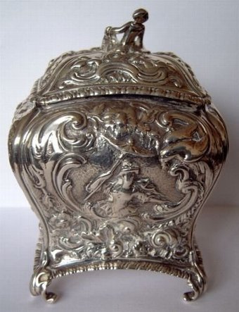 Antique STUNNING SUBSTANTIAL VICTORIAN ENGLISH CAST SILVER TEA CADDY  