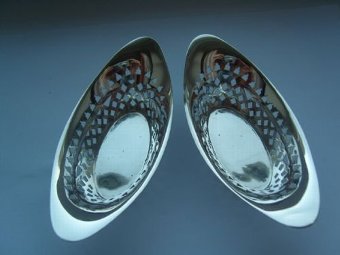 Antique Lovely Victorian matched pair of Solid Silver Bon Bon Dishes