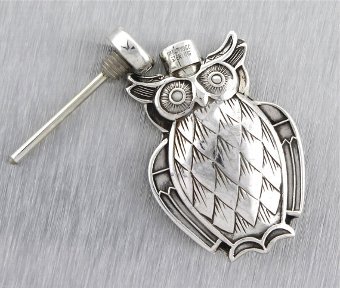 Rare Tiffany & Co. 925 Sterling Silver Owl Perfume Bottle Wand Dabber