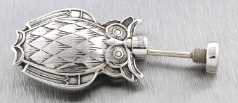 Antique Rare Tiffany & Co. 925 Sterling Silver Owl Perfume Bottle Wand Dabber