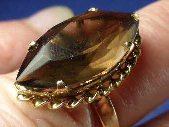 Stunning Art Deco 18ct Gold Smoky Quartz Ring