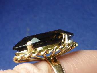 Antique Stunning Art Deco 18ct Gold Smoky Quartz Ring