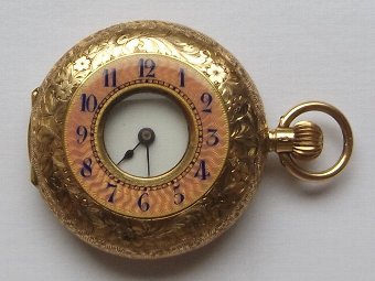 Stunning Art Deco Half Hunter 14ct Gold Ladies Fob Watch