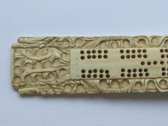 Antique Lovely 19th Century Chinese Ivory Cribbage Board