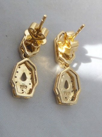 Antique Stunning pair of Art Deco 18ct gold 1/2 carat Diamond drop earrings  