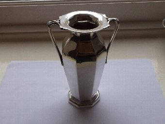 Stunning Edwardian Silver Octagonal Twin Handled Vase
