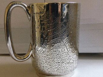 Lovely Antique Victorian Silver Pint Mug/Tankard
