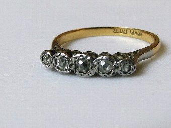 Edwardian 18ct Gold & Platinum 5 Stone Diamond Ring