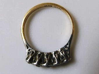 Antique Edwardian 18ct Gold & Platinum 5 Stone Diamond Ring