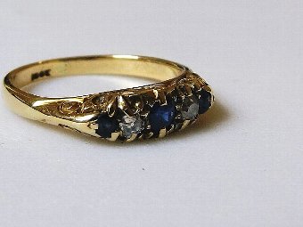 Super Edwardian 18ct Gold Sapphire & Diamond Ring