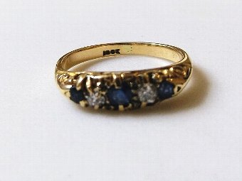 Antique Super Edwardian 18ct Gold Sapphire & Diamond Ring