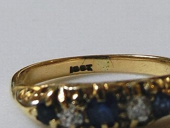 Antique Super Edwardian 18ct Gold Sapphire & Diamond Ring