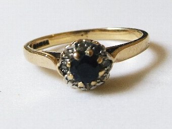 Lovely Art Deco Sapphire & Diamond Gold Ring