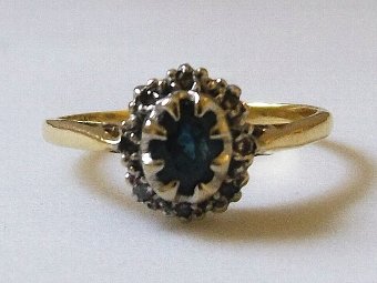 Super Art Deco 18ct Gold Sapphire & Diamond Ring