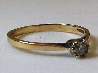 Antique Super Art Deco Diamond Solitaire Gold Ring