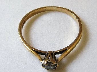 Antique Super Art Deco Diamond Solitaire Gold Ring