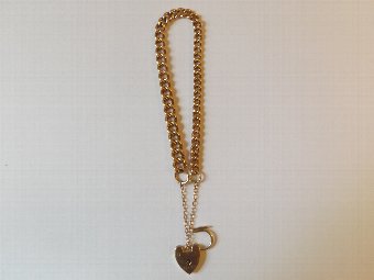 Super Victorian 9ct Rose Gold Curb & Lock Bracelet