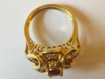 Antique Gorgeous 18ct Yellow gold Art Deco Diamond & Garnet Ring