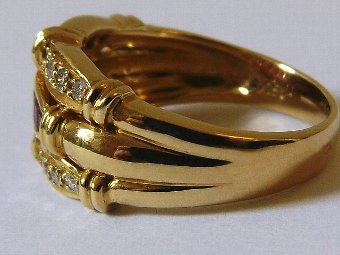 Antique Stunning Art Deco 18ct Gold Ruby & Diamond Ring