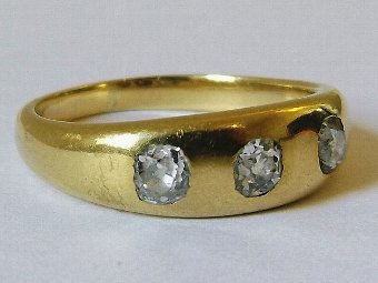 Antique A Victorian Three Stone Diamond Gipsy Ring 0.35ct