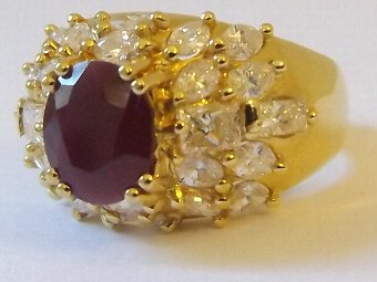 Antique Beautiful Art Deco Ruby & 1.55ct Diamond Cluster Ring