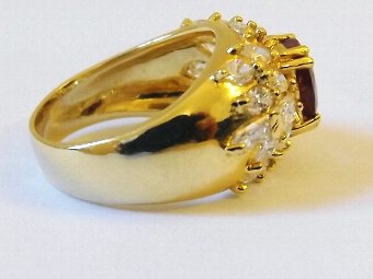 Antique Beautiful Art Deco Ruby & 1.55ct Diamond Cluster Ring
