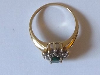 Antique Super Art Deco14ct Gold Emerald & Diamond Ring