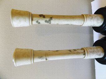 Antique A pair of Meji late 19th century Japanese ivory candlesticks, 25cm high