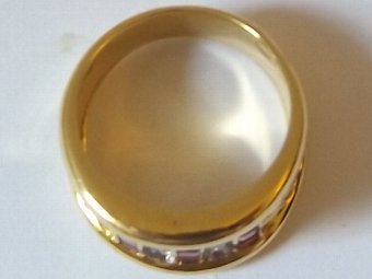 Antique Stunning Heavy Art Deco 18ct Gold Ruby & Diamond Ring