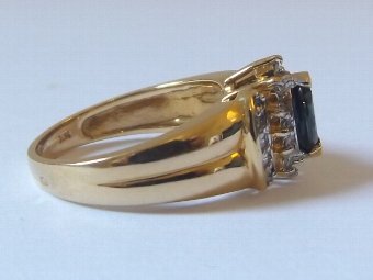 Antique Stunning Art Deco 14ct Gold Sapphire & Diamond Ring