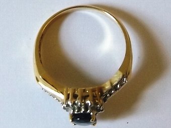 Antique Lovely Art Deco 14ct Gold Sapphire & Diamond Ring