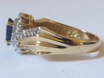 Antique Lovely Art Deco 14ct Gold Sapphire & Diamond Ring