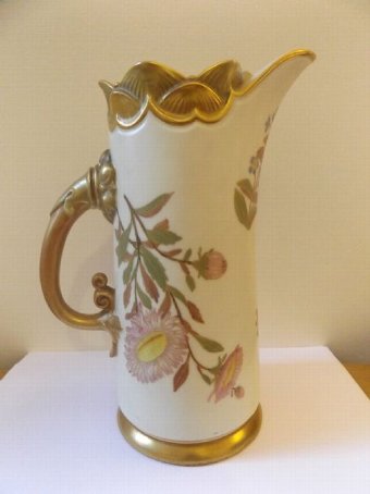 Antique Antique Royal Worcester Jug/Vase Blush Ivory with Wildflower Pattern c1889
