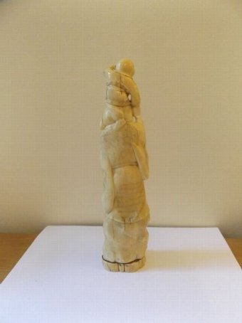 Antique A Large Japanese Ivory Okimono of a Buddha Standing Holding a Child C1890 Meiji Period  28.5cm Height 