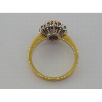Antique Stunning Art Deco 18ct Gold Pink Sapphire & 0.6ct Diamond Ring