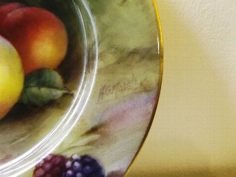 Antique Super Royal Worcester Fruit Plate Signed George Moseley