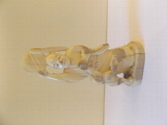 Antique Japanese Ivory Okimono Of a Man Carrying Baskets c1900